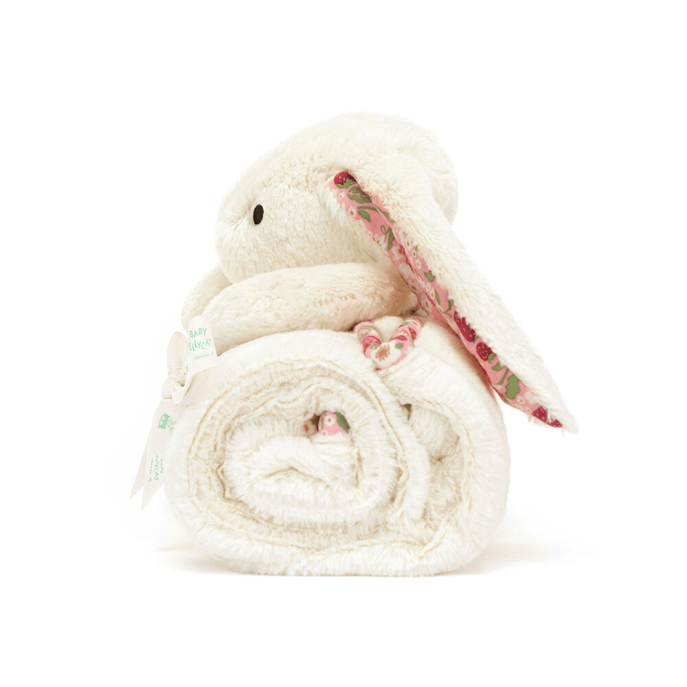 Jellycat Blossom Cream Bunny 'Berry' Blankie Knuffeldeken Jellycat Blossom Cream Bunny 'Berry' Blankie Knuffeldeken
