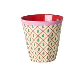 Rice Melamine Beker Diamond Christmas Tree Print Medium Rice Melamine Beker Diamond Christmas Tree Print Medium