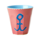 Rice Melamine Beker Anchor Print Medium Rice Melamine Beker Anchor Print Medium