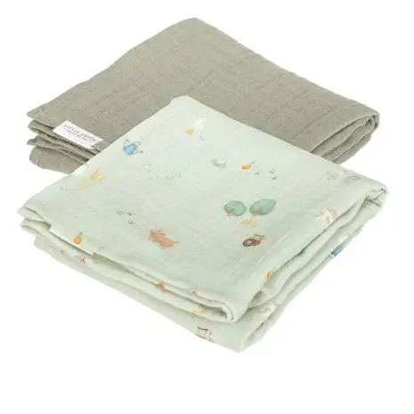 Little Dutch Hydrofiele Doek Swaddle Little Farm Olive 2-pack Little Dutch Hydrofiele Doek Swaddle Little Farm Olive 2-pack