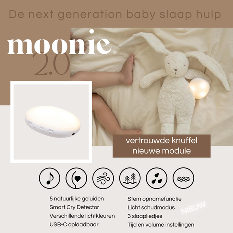 Moonie Knuffelbeer met Geluid en Nachtlamp Gray Natur 2.0 Moonie Knuffelbeer met Geluid en Nachtlamp Gray Natur 2.0