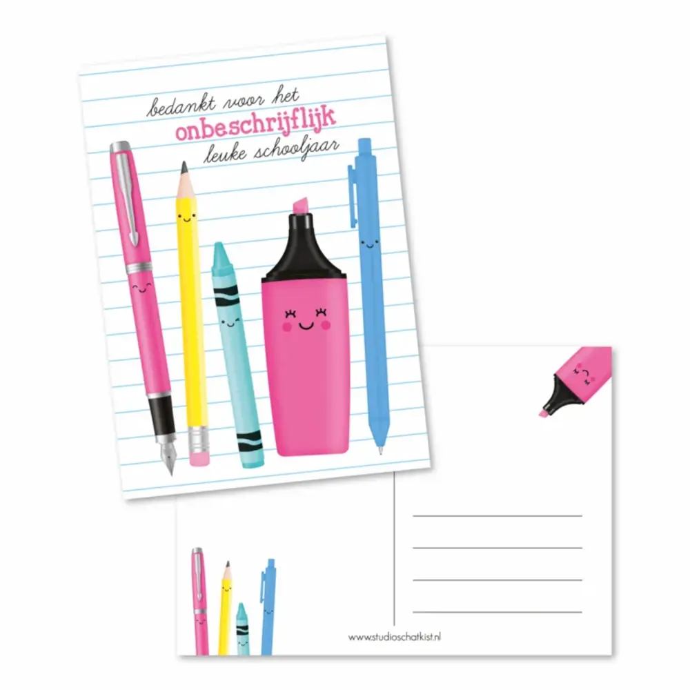 Studio Schatkist Kaart Bedankt Voor Het Onbeschrijflijk Leuke Schooljaar