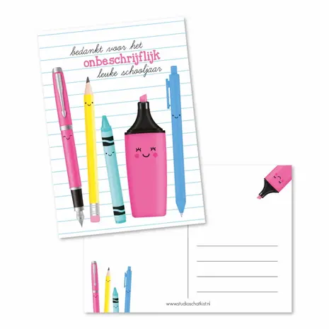 Studio Schatkist Kaart Bedankt Voor Het Onbeschrijflijk Leuke Schooljaar