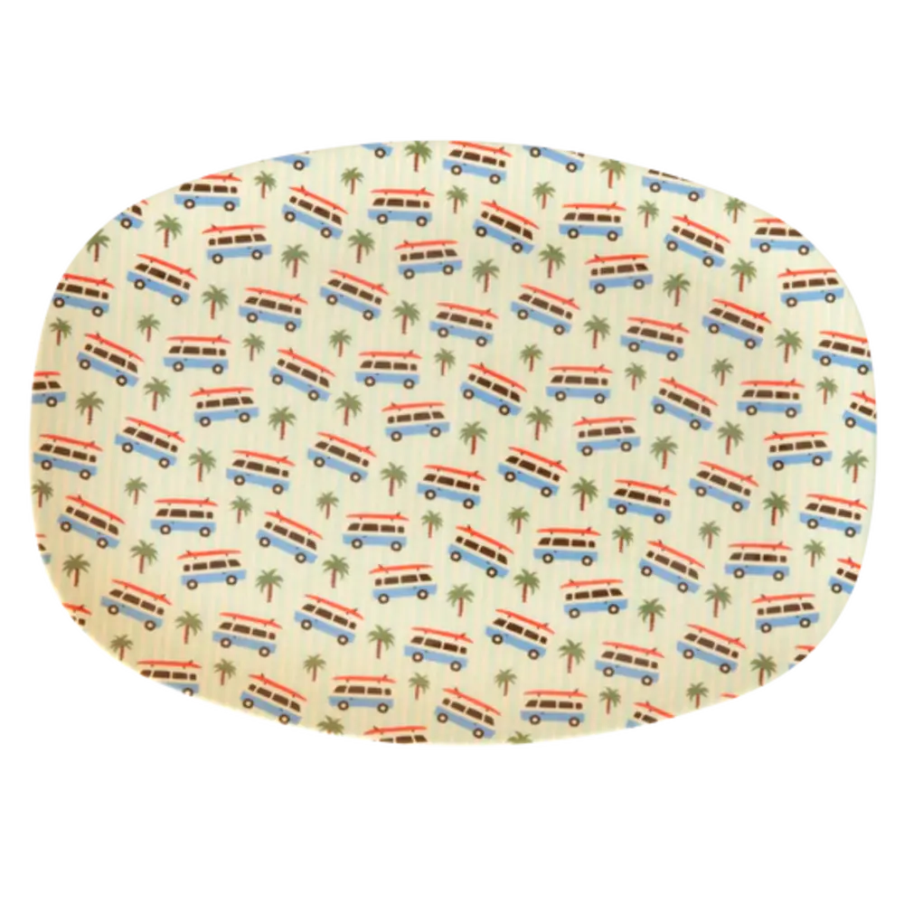 Rice Melamine Rechthoekig Bord - Blue Cars