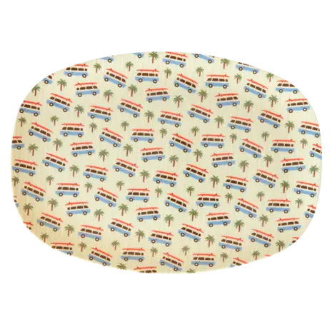 Rice Melamine Rechthoekig Bord - Blue Cars