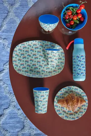 Rice Melamine Bord Blue Cars Rice Melamine Bord Blue Cars