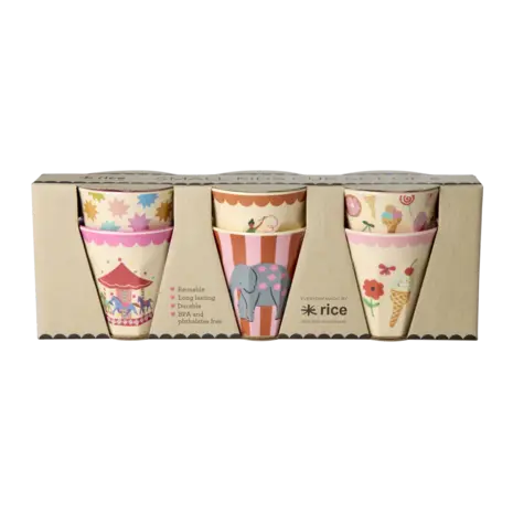 Rice Melamine Beker - Small - Fun Fair Roze - 6-Pack
