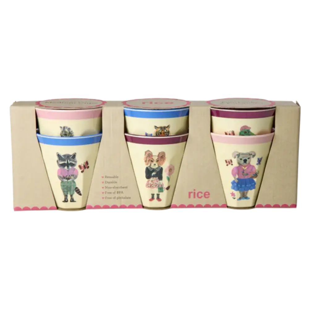 Rice Melamine Beker Nathalie Lété Print - Pink 6-pack Rice Melamine Beker Nathalie Lété Print - Pink 6-pack