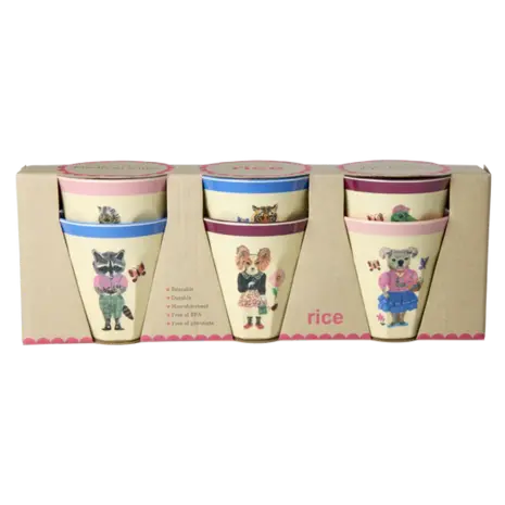 Rice Melamine Beker Nathalie Lété Print - Pink 6-pack Rice Melamine Beker Nathalie Lété Print - Pink 6-pack