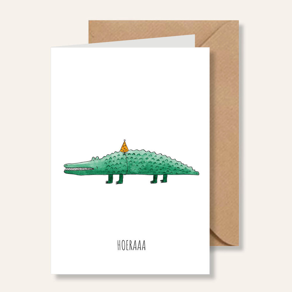 Juulz Illustrations Wenskaart Feest Krokodil