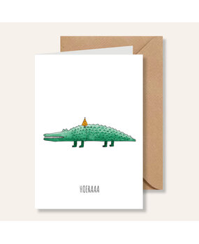 Juulz Illustrations Wenskaart Feest Krokodil Juulz Illustrations Wenskaart Feest Krokodil