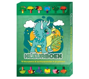 Kleurboek Dino's met 12 Potloden en Gummen Kleurboek Dino's met 12 Potloden en Gummen