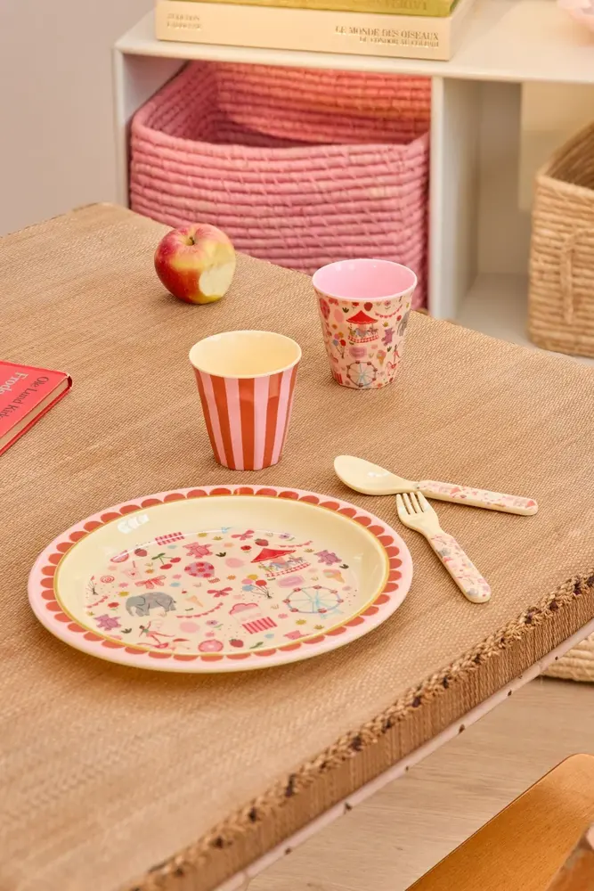 Rice Melamine Bord - Fun Fair Roze