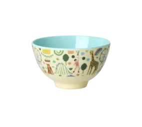 Rice Melamine Bowl Fun Fair Print Mint Small Rice Melamine Bowl Fun Fair Print Mint Small