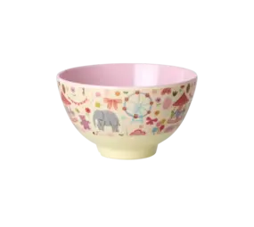Rice Melamine Bowl Fun Fair Print Pink Small Rice Melamine Bowl Fun Fair Print Pink Small