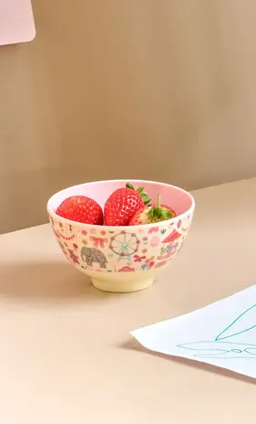 Rice Melamine Kom - Small - Fun Fair Roze