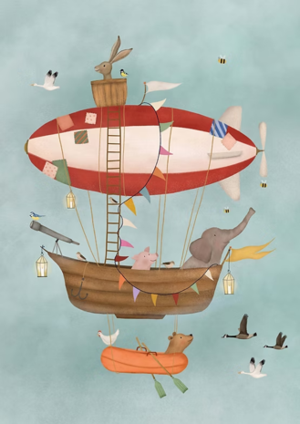 Getekend door Zusje Wenskaart Zeppelin