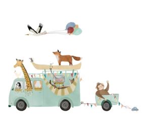 Getekend door Zusje Wenskaart Camper Pastel