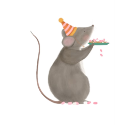 Getekend door Zusje Wenskaart Beschuit met Muisje Roze