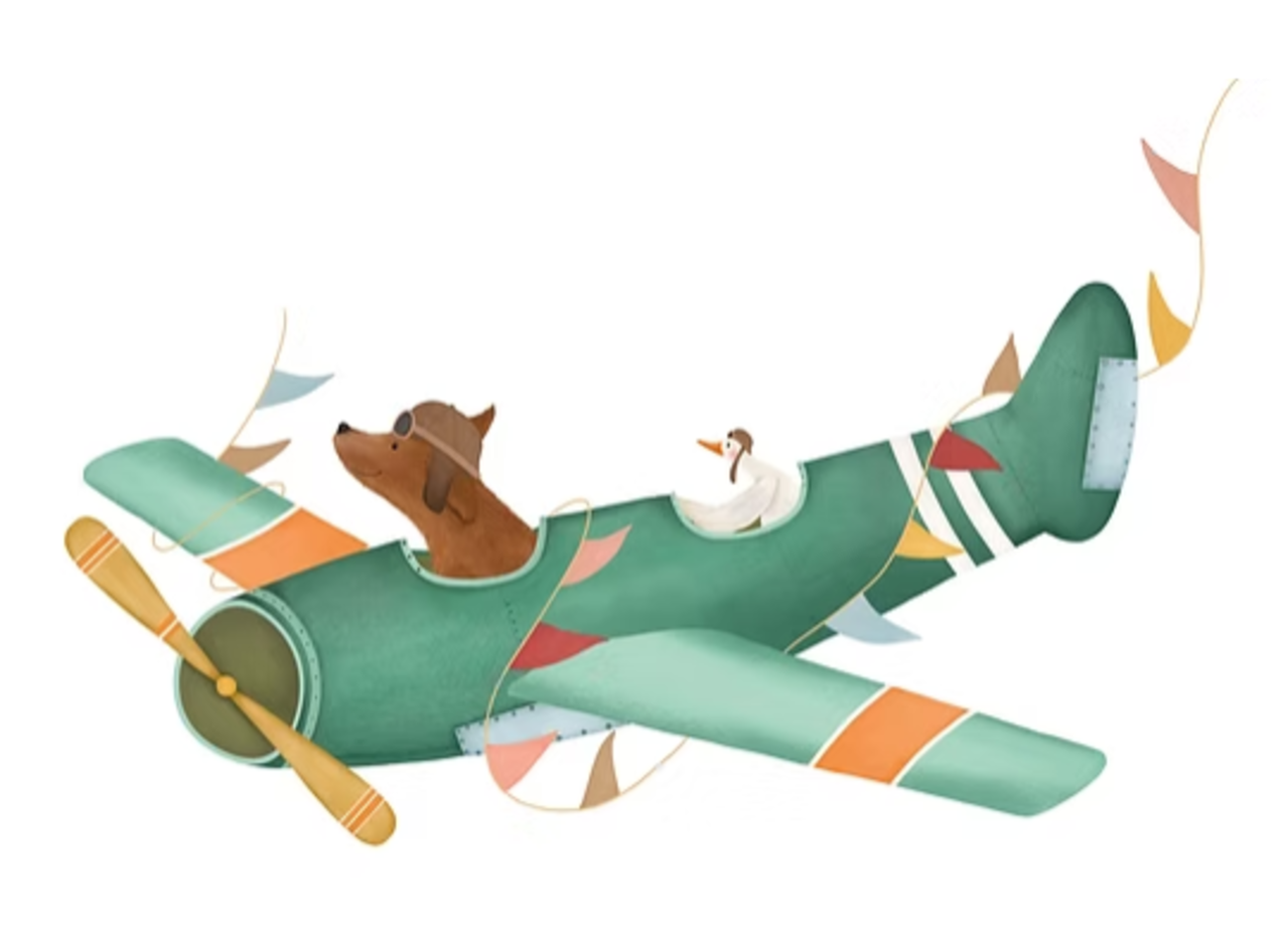 Getekend door Zusje Wenskaart Vliegtuig