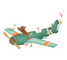 Getekend door Zusje Wenskaart Vliegtuig