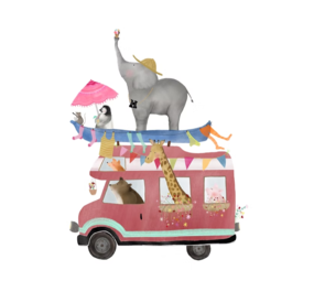 Getekend door Zusje Wenskaart Adventure Camper