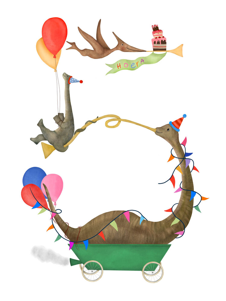 Getekend door Zusje Cijferkaart 5