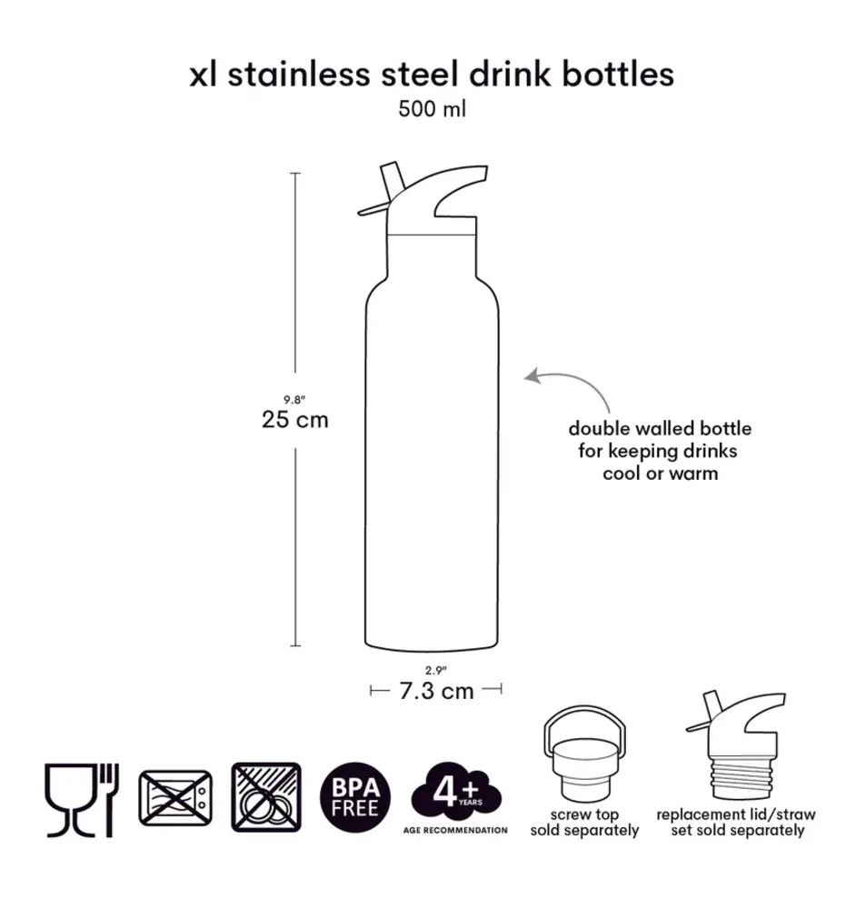 A Little Lovely Company XL RVS Drinkfles Bosvriendjes A Little Lovely Company XL RVS Drinkfles Bosvriendjes