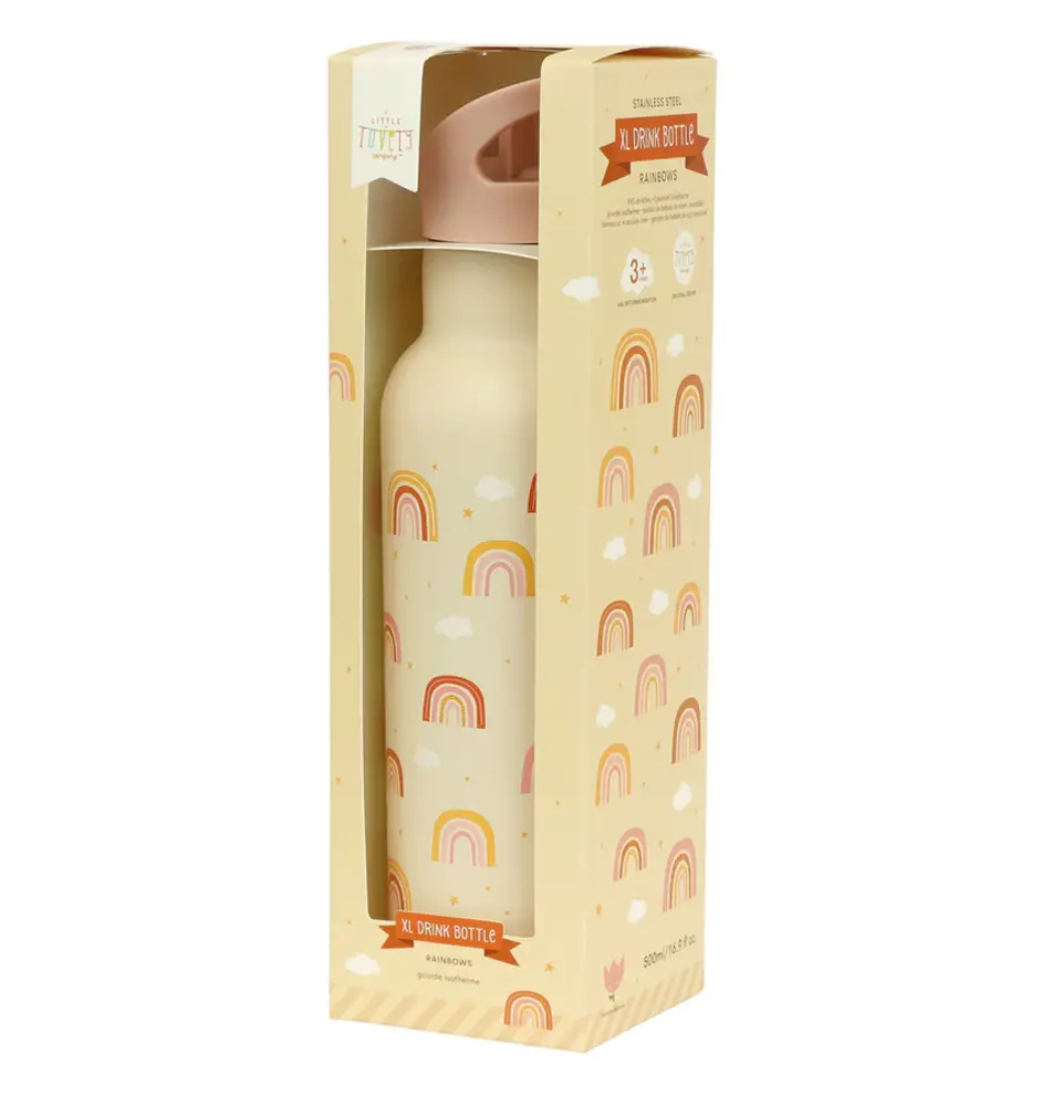 A Little Lovely Company XL RVS Drinkfles Regenbogen A Little Lovely Company XL RVS Drinkfles Regenbogen