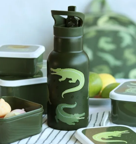 A Little Lovely Company RVS Drinkfles krokodillen