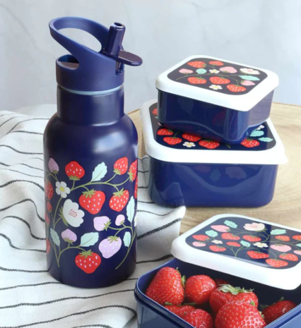 A Little Lovely Company RVS Drinkfles Aardbeien A Little Lovely Company RVS Drinkfles Aardbeien