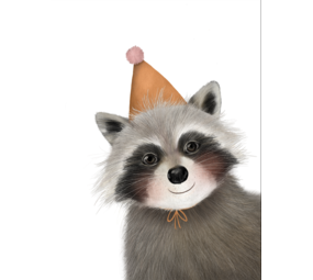 Getekend door Zusje Wenskaart Wasbeer Feestmuts