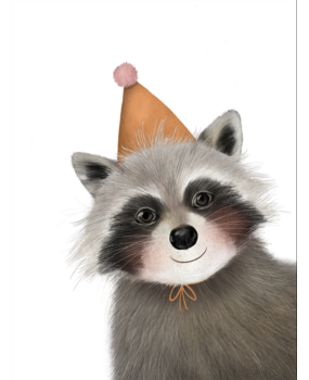 Getekend door Zusje Wenskaart Wasbeer Feestmuts Getekend door Zusje Wenskaart Wasbeer Feestmuts