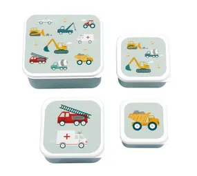 A Little Lovely Company Lunch & Snack Box Set Voertuigen A Little Lovely Company Lunch & Snack Box Set Voertuigen