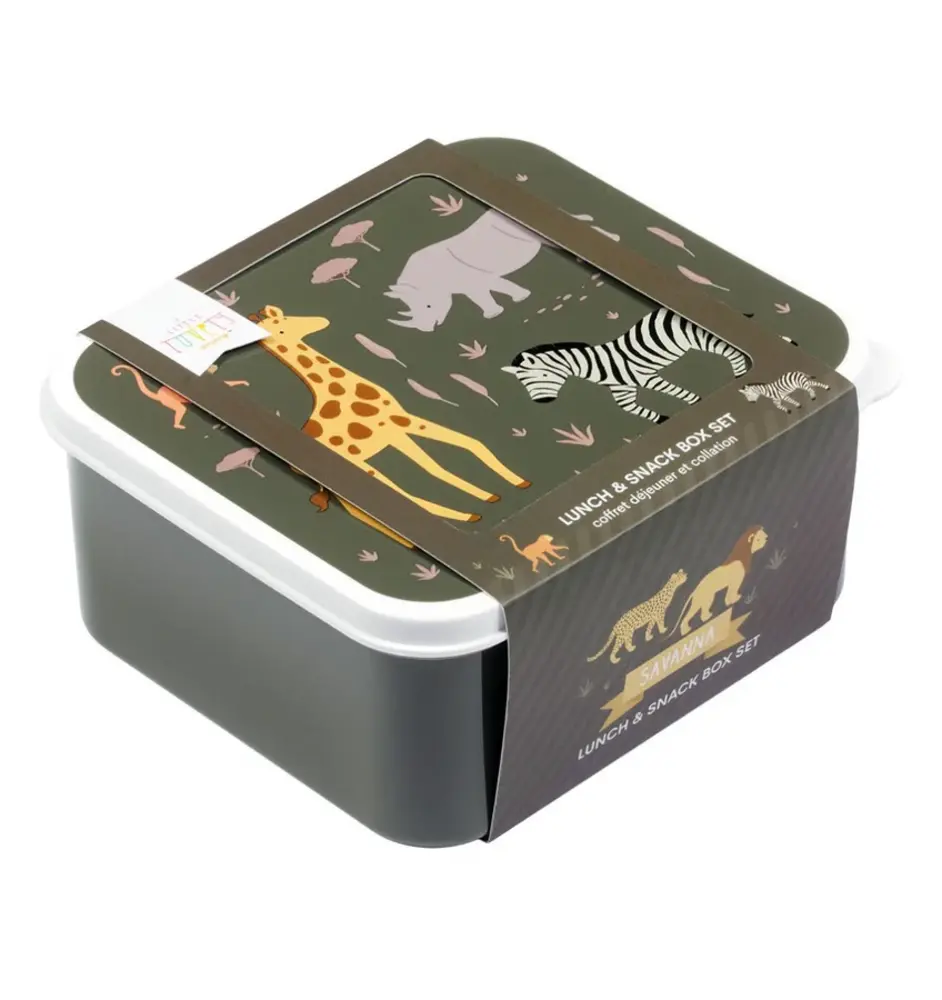 A Little Lovely Company Lunch & Snack Box Set Savanne A Little Lovely Company Lunch & Snack Box Set Savanne