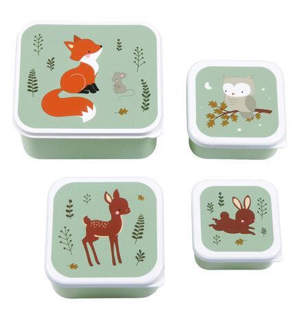 A Little Lovely Company Lunch & snack box set Bosvriendjes A Little Lovely Company Lunch & snack box set Bosvriendjes