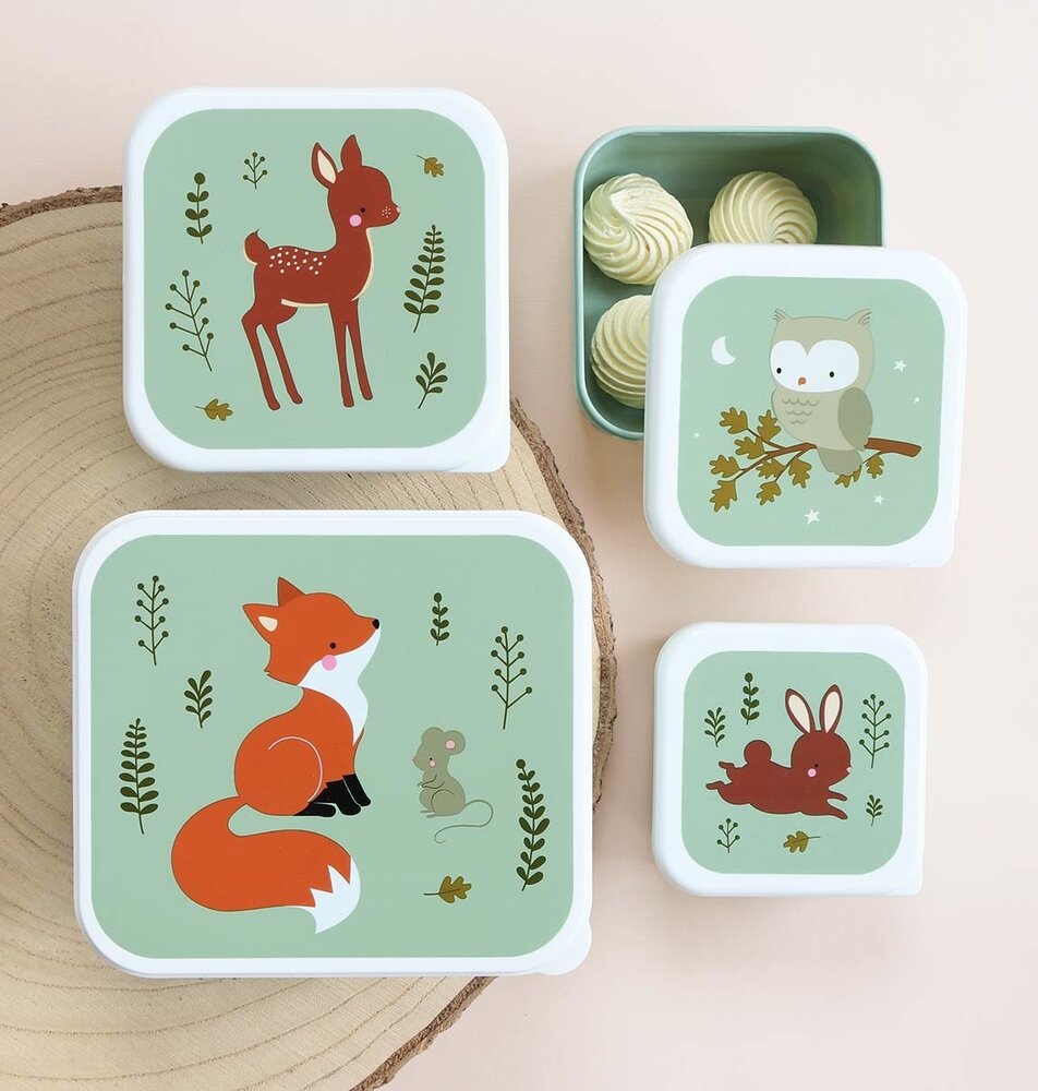 A Little Lovely Company Lunch & snack box set Bosvriendjes A Little Lovely Company Lunch & snack box set Bosvriendjes