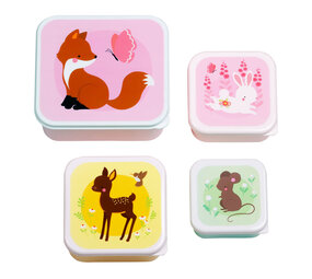 A Little Lovely Company Lunch & snack box set Bosvriendjes Roze