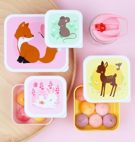 A Little Lovely Company Lunch & snack box set Bosvriendjes Roze