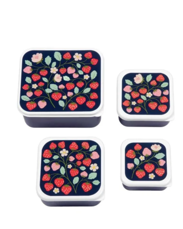 A Little Lovely Company Lunch & snack box set aardbeien A Little Lovely Company Lunch & snack box set aardbeien