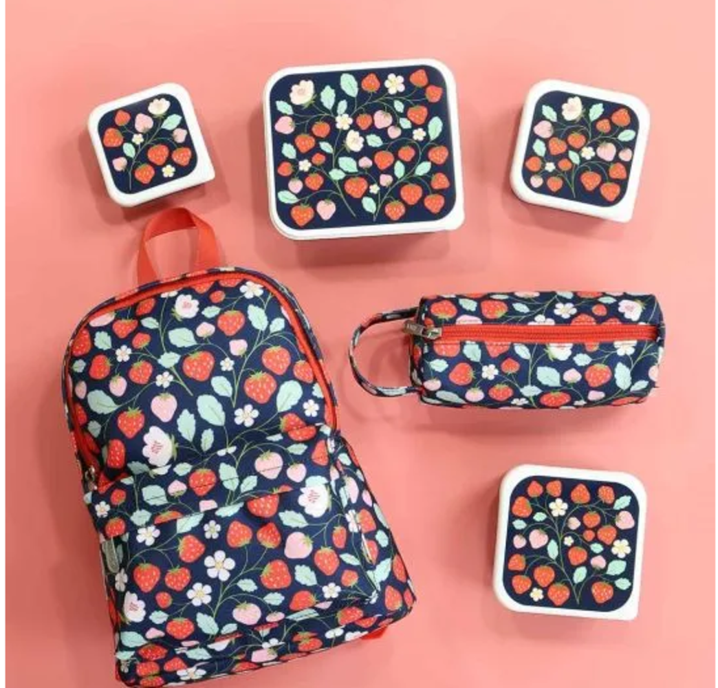 A Little Lovely Company Lunch & snack box set aardbeien A Little Lovely Company Lunch & snack box set aardbeien