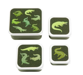 A Little Lovely Company Lunch & snack box set krokodillen A Little Lovely Company Lunch & snack box set krokodillen