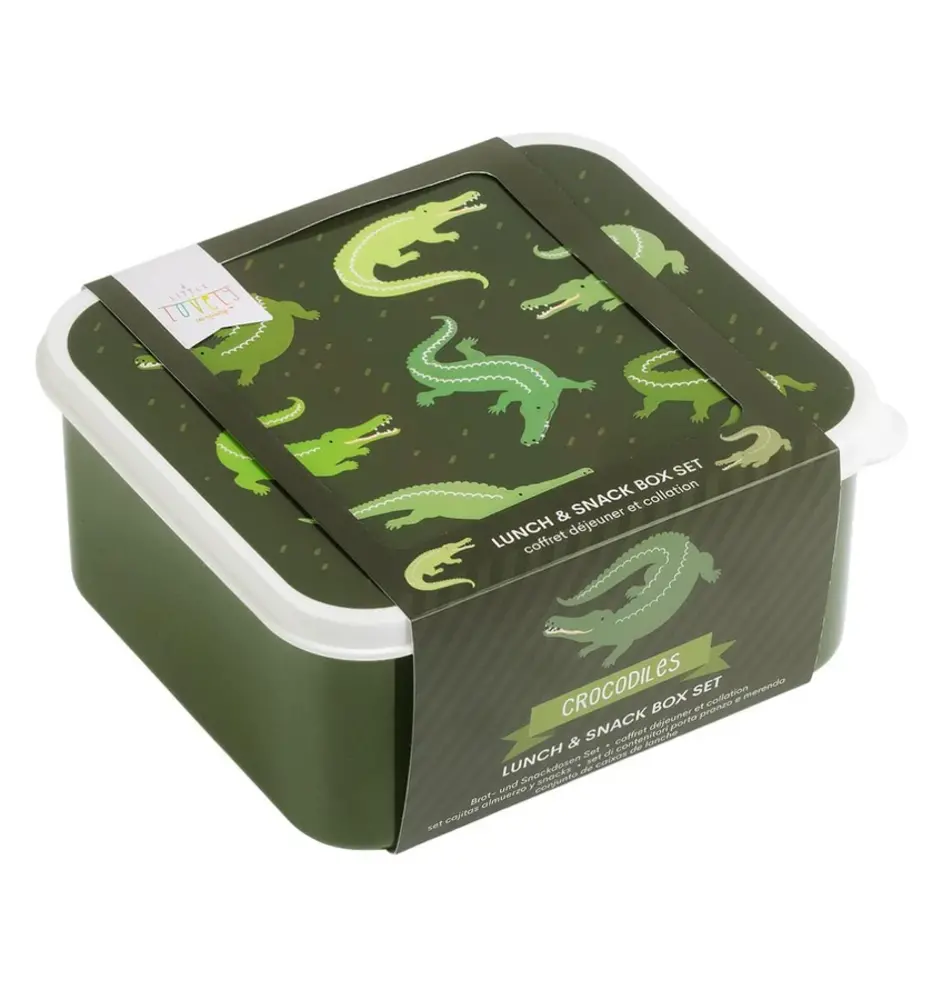 A Little Lovely Company Lunch & snack box set krokodillen