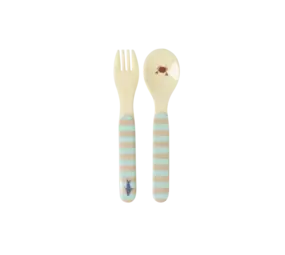 Rice Baby Melamine Spoon and Fork Blue Ocean Print Rice Baby Melamine Spoon and Fork Blue Ocean Print