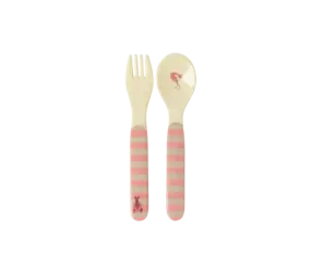 Rice Baby Melamine Spoon and Fork Coral Ocean Print Rice Baby Melamine Spoon and Fork Coral Ocean Print