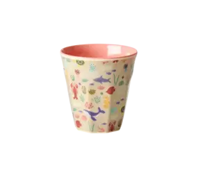 Rice Melamine Beker Coral Ocean Print Small Rice Melamine Beker Coral Ocean Print Small