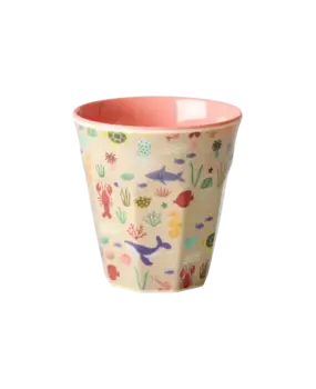 Rice Melamine Beker Coral Ocean Print Small Rice Melamine Beker Coral Ocean Print Small