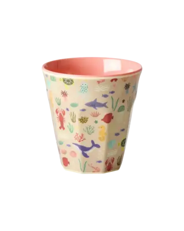 Rice Melamine Beker Coral Ocean Print Small Rice Melamine Beker Coral Ocean Print Small