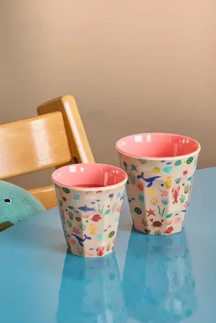 Rice Melamine Beker - Small - Ocean Coral