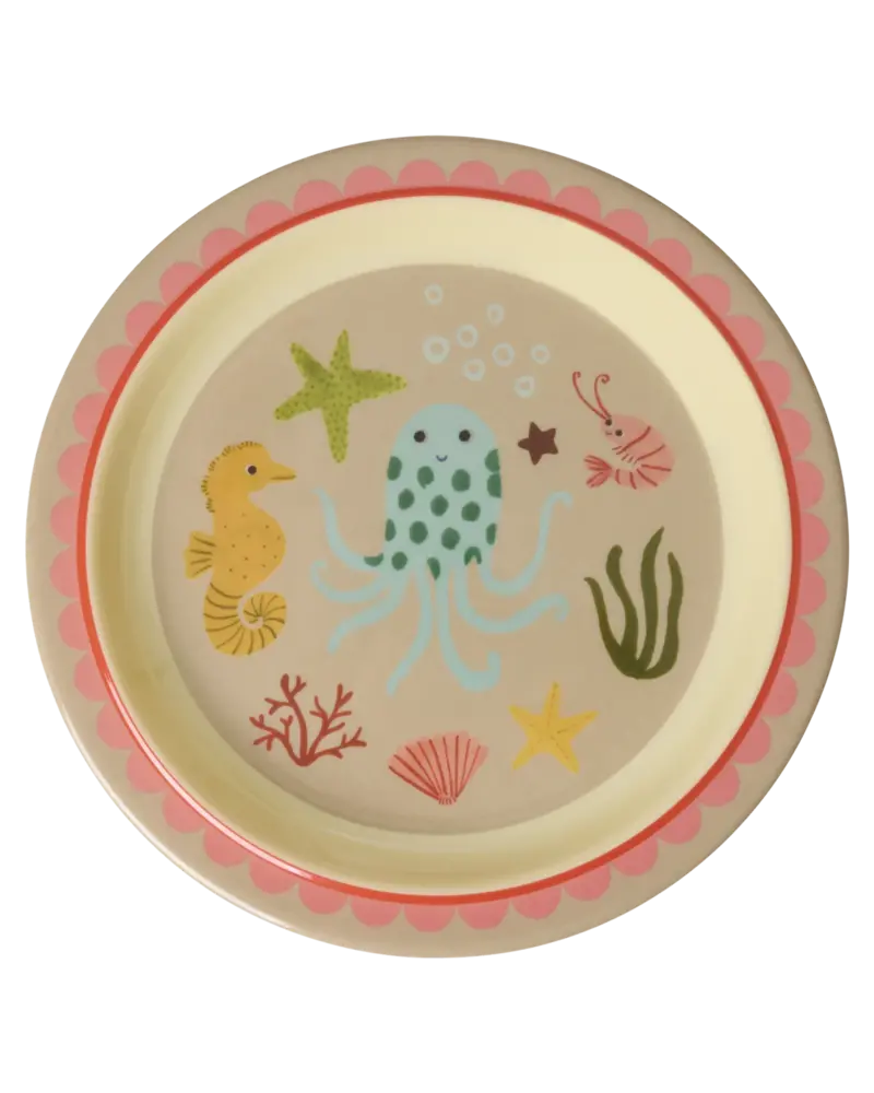 Rice Melamine Bord Kids Coral Ocean Print